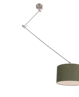 Zavesna svitidla Závěsná lampa ocelová se stínidlem 35 cm zelená nastavitelná - Blitz I.
