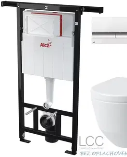 WC sedátka ALCADRAIN Jádromodul předstěnový instalační systém s bílým/ chrom tlačítkem M1720-1 + WC LAUFEN PRO LCC RIMLESS + SEDÁTKO AM102/1120 M1720-1 LP2