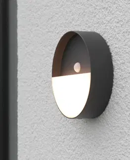 Venkovní nástěnná svítidla s čidlem pohybu Eco-Light Meg LED dobíjecí venkovní nástěnné svítidlo, antracit, Ø 15 cm, senzor