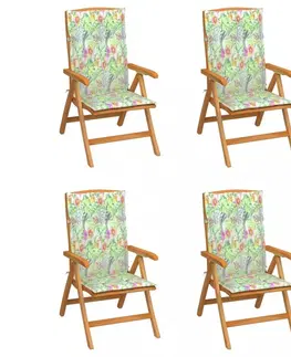 Zahradní židle Zahradní židle 4 ks teak / látka Dekorhome Vzor kytka