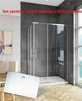 Sprchové vaničky H K obdélníkový, SIMPLE BASIC 120x80x185 cm L/P varianta, rohový vstup včetně sprchové vaničky z litého mramoru