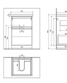 Koupelnový nábytek AQUALINE ALTAIR umyvadlová skříňka 52x72,5x45cm, černá mat AI655