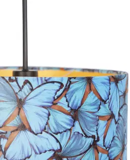 Zavesna svitidla Závěsná lampa s velurovým odstínem motýly se zlatem 35 cm - Combi