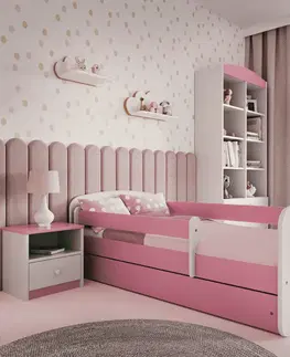 Dětské postýlky Kocot kids Dětská postel Babydreams ZOO růžová, varianta 70x140, se šuplíky, s matrací