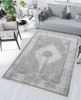 Moderní koberce Exkluzivní šedý koberec s bílým orientálním vzorem Šířka: 200 cm | Délka: 300 cm