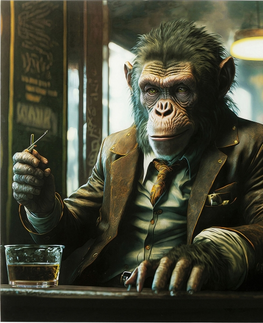 Skleněné obrazy KARE Design Skleněný obraz Drinking Monkey 100x100cm