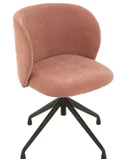 Jídelní stoly Růžová sametová jídelní točící židle Chair Turn Pink - 56*48*77cm J-Line by Jolipa 35006