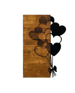 Bytové doplňky a dekorace Wallity Nástěnná dřevěná dekorace LOVE BALLOONS hnědá/černá