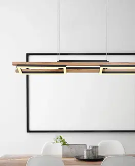 Závěsná světla Globo LED závěsné světlo Illa v dřevěném designu