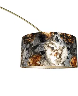 Obloukove lampy Oblouková lampa mosaz s květinovým motivem v černém odstínu 50 cm - XXL