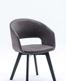 Luxusní jídelní židle Estila Design modern Lena dining chair with gray upholstery and black wooden legs 79cm
