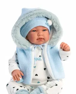 Hračky panenky LLORENS - 84439 NEW BORN - realistická panenka miminko se zvukem a měkkým látkovým tělem 44cm