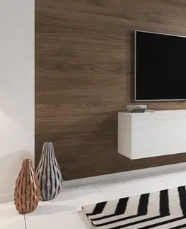 TV stolky Vivaldi TV stolek Slant s LED osvětlením 160 cm bílý mat/bílý lesk