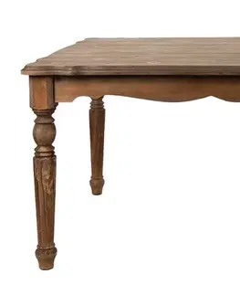 Jídelní stoly Hnědý antik dřevěný jídelní stůl s vyřezávanými prvky na nohou René - 151*96*79 cm Clayre & Eef 5H0548