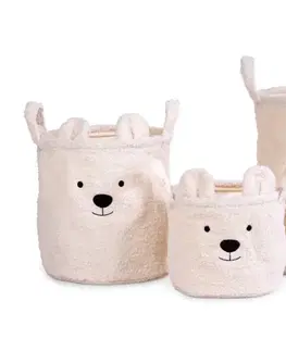 Boxy na hračky CHILDHOME - Koše na hračky Teddy Off White 3 ks