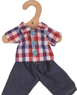 Panenky Bigjigs Toys Sada kostkované košile a riflí pro panenky SOFT 28 cm vícebarevná