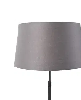 Stolni lampy Stolní lampa černá s lněným odstínem šedá 35 cm nastavitelná - Parte