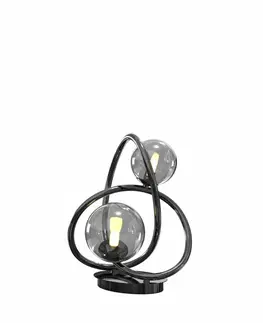 LED stolní lampy WOFI Stolní lampa Nancy 2x 3,5W G9 780lm 3000K černý chrom + kouřová 8014-205