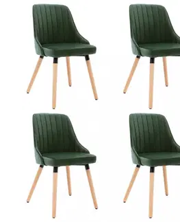 Židle Jídelní židle 4 ks látka / buk Dekorhome Tmavě zelená