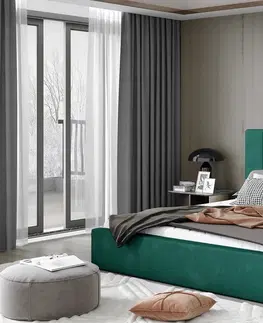Postele Artelta Manželská postel AUDREY s úložným prostorem | 160 x 200 cm Barva: Zelená / Kronos 19