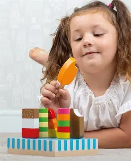 Hrajeme si na domácnost Bigjigs Toys Dřevěné nanuky ICE CREAM vícebarevné