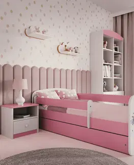 Dětské postýlky Kocot kids Dětská postel Babydreams formule jedna růžová, varianta 80x160, se šuplíky, s matrací