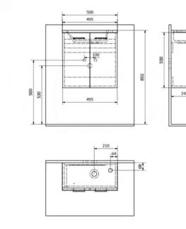 Koupelnový nábytek AQUALINE ZOJA/KERAMIA FRESH umyvadlová skříňka 49x50x24,5cm, dub platin 51047DP