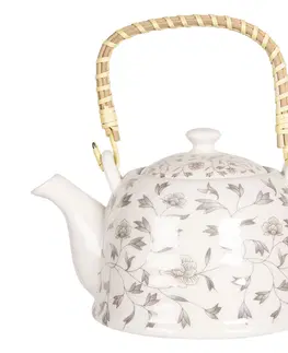 Džbány Porcelánová konvice na čaj s drobnými kvítky - 18*14*12 cm / 0,8L Clayre & Eef 6CETE0077