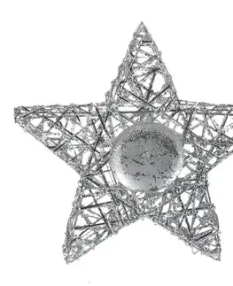 Vánoční dekorace Svícen ve tvaru 3D- hvězdy, stříbrná barva.