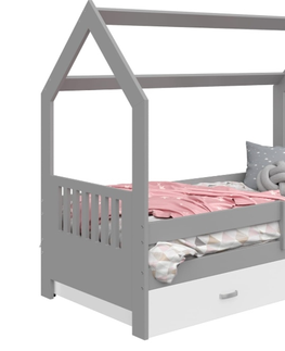 Postele Dětská postel SPECIOSA D3E 80x160 v barvě šedé se zásuvkou: bílá