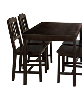 Jídelní židle Stůl + 4 židle 8849 tmavohnědý lak