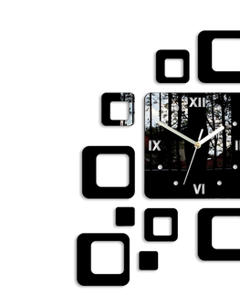 Nalepovací hodiny ModernClock 3D nalepovací hodiny Roman Quadrat černé
