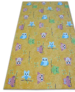 Koberce a koberečky Dywany Lusczow Dětský kusový koberec LITTLE OWL žlutý, velikost 100x100