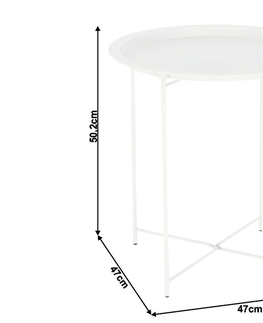 Konferenční stolky Příruční stolek RADOMI s odnímatelným tácem, bílá