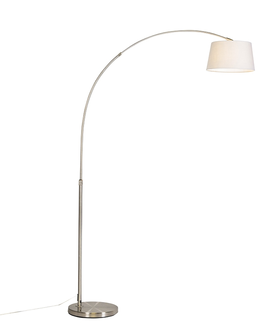 Obloukove lampy Moderní ocelová oblouková lampa s bílým látkovým stínidlem - Arc Basic