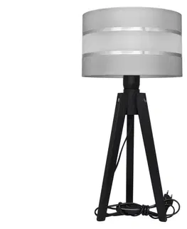 Lampy  Stolní lampa HELEN 1xE27/60W/230V šedá/chrom/borovice 