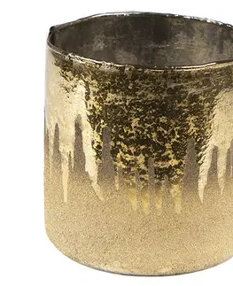 Svícny Zlatý skleněný svícen na čajovou svíčku M - Ø 10*10 cm Clayre & Eef 6GL4273