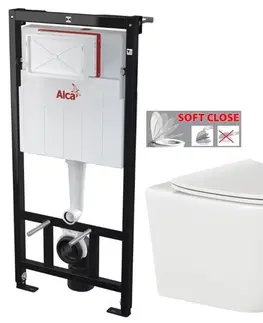 WC sedátka ALCADRAIN Sádromodul předstěnový instalační systém bez tlačítka + WC INVENA TINOS  + SEDÁTKO AM101/1120 X NO1