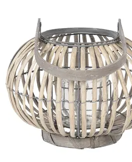 Zahradní lampy Dřevěná lucerna se skleněným válcem na svíčku Anouska –  Ø 28*20 cm Clayre & Eef 6RO0465M