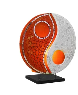 Stolní lampy Woru Skleněná mozaiková stolní lampa Ying Yang oranžová/bílá