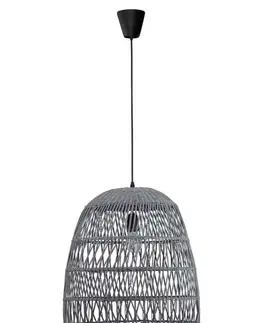 Designová závěsná svítidla NOVA LUCE závěsné svítidlo DESTIN železo a ratan, šedá barva E27 1x12W IP20 bez žárovky 9586671