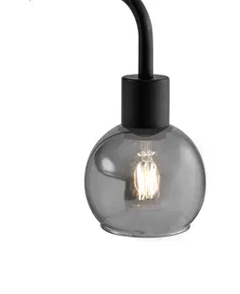 Stojaci lampy Stojací lampa Art Deco černá s kouřovým sklem - Vidro