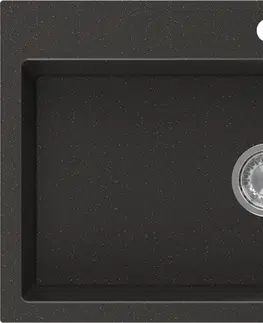 Sifony k pračkám MEXEN Omar granitový dřez 800 x 480 mm, černá/zlatá metalik, sifon chrom 6520801005-75