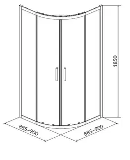 Sprchové kouty CERSANIT Sprchový kout BASIC čtvrtkruh 90x185, posuv, čiré sklo S158-005