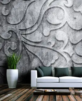 Abstraktní tapety Fototapeta Květovaný vzor na stříbrném pozadí - Silver background with floral pattern