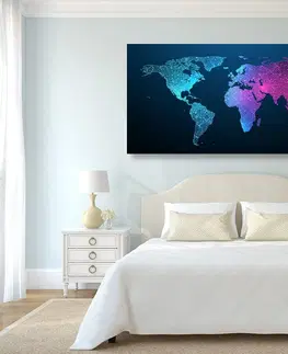 Obrazy mapy Obraz noční mapa světa