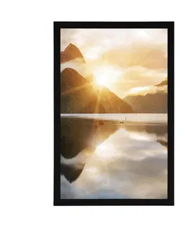 Příroda Plakát krásný východ slunce na Novém Zélandu