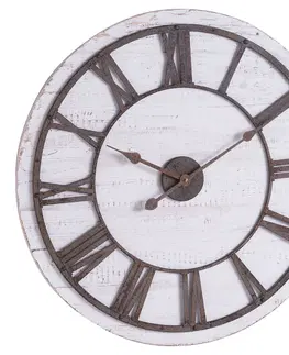 Stylové a designové hodiny Estila Industriální nástěnné hodiny Portada ze dřeva a kovu 68cm