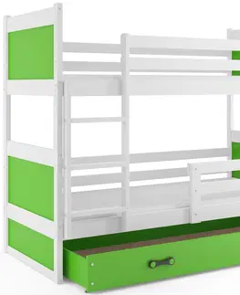 Postele BMS Dětská patrová postel RICO | bílá 90 x 200 cm Barva: Zelená