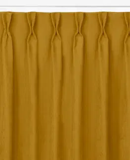 Záclony Závěs Homede Milana I s kroužky a dvojitým záhybem Flex hořčicově žlutý, velikost 560x175